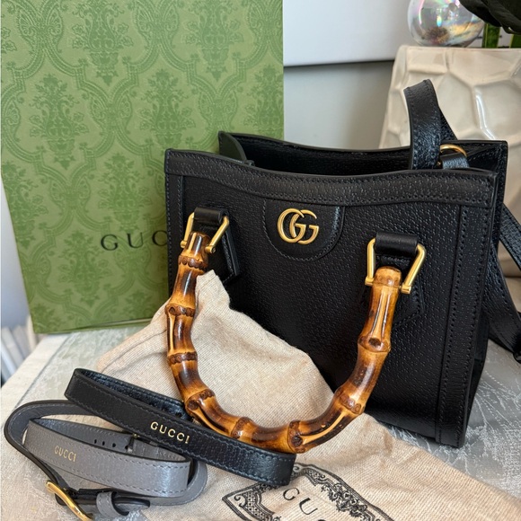 Gucci Black Leather Tote with Gold Accents - Picture 10 of 16